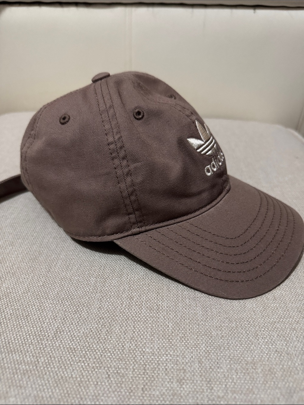 Like New Adidas Baseball Style Cap-Brown-White Stitched Logo-Adjustable-Cotton - Picture 7 of 14